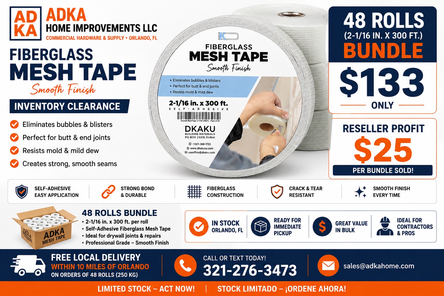 48-Roll Fiberglass Mesh Tape Bundle