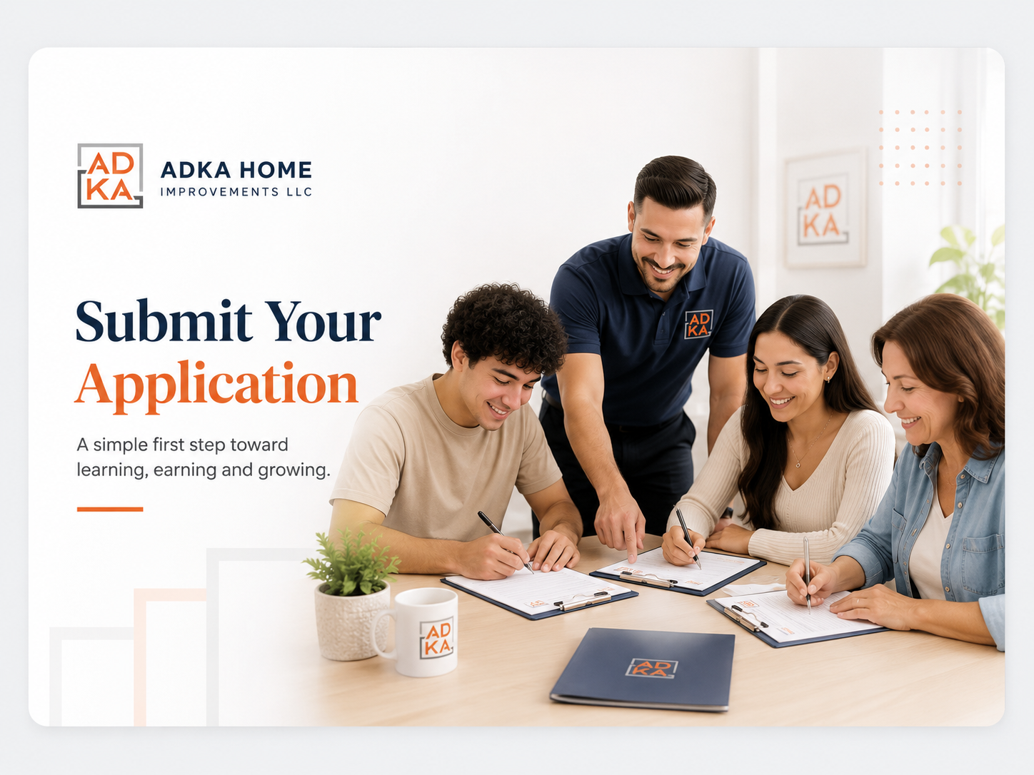ADKA staff helping youth and women complete their application forms